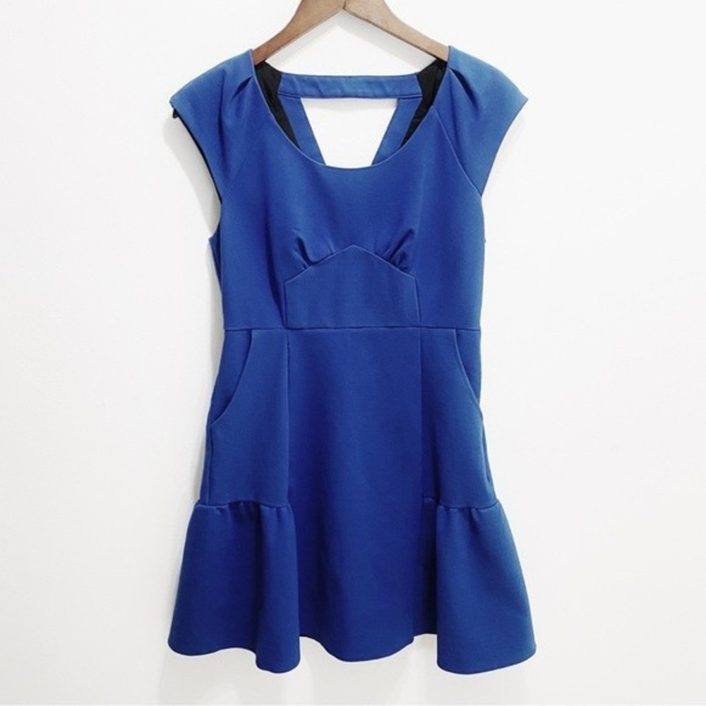 Harlyn Women's Anthropologie Blue Cap Sleeve Cutout Dress L